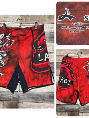 Lafroi Agile MMA Cross Training Boxing Muay Thai Shorts Men’s S Red (Inseam 9.5)